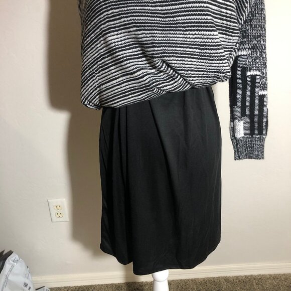 Maurices Black & Gray Sweater Dress – XL (Cowl Neck, Geometric Stripe) - Picture 9 of 13